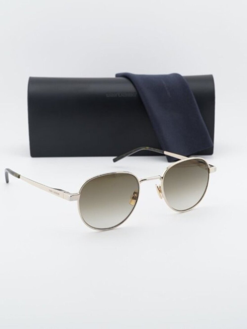 Saint Laurent SL555 003 Round Sunglasses - Gold / Brown